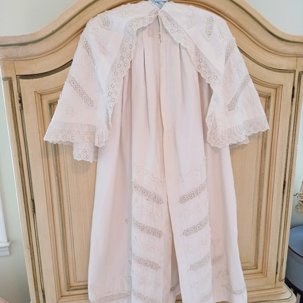 Rare, Stunning, Antique Victorian Infant Cotton Coat with Caplet!